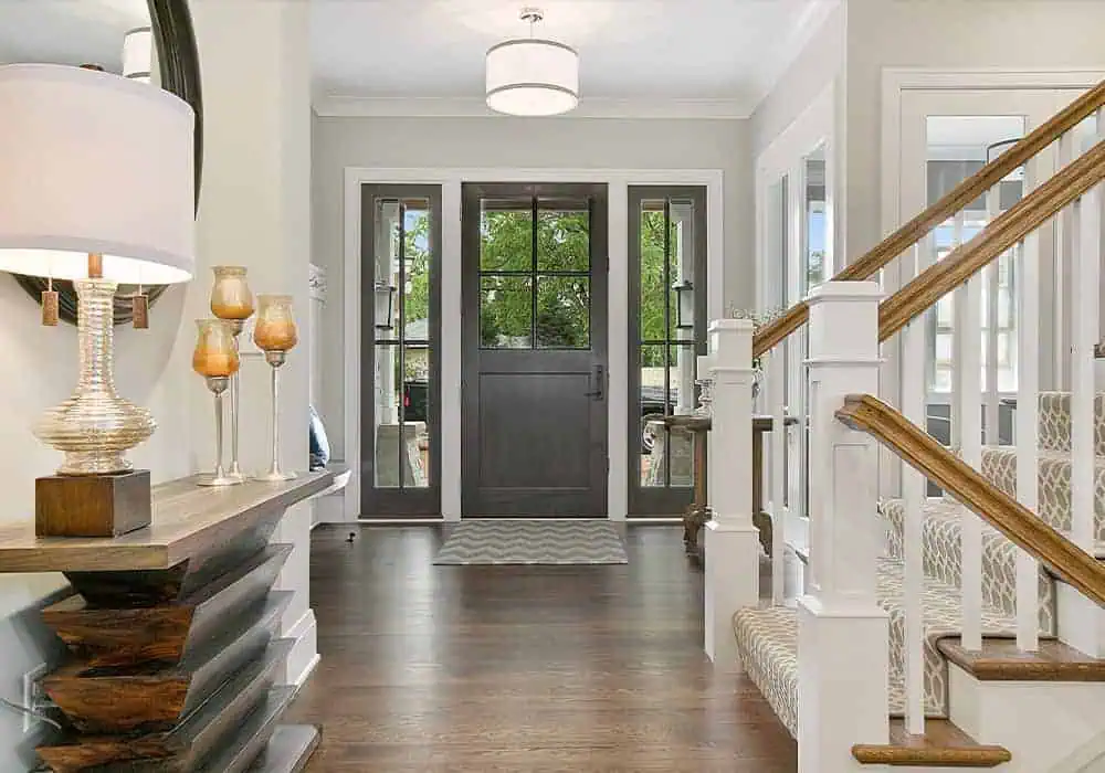 Laminate flooring and underlay installed in the hallway of a house