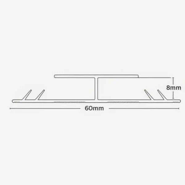 Metal Carpet to Carpet Door Threshold Strip with Dual Edge in Brushed Steel Nickel - width and height profile