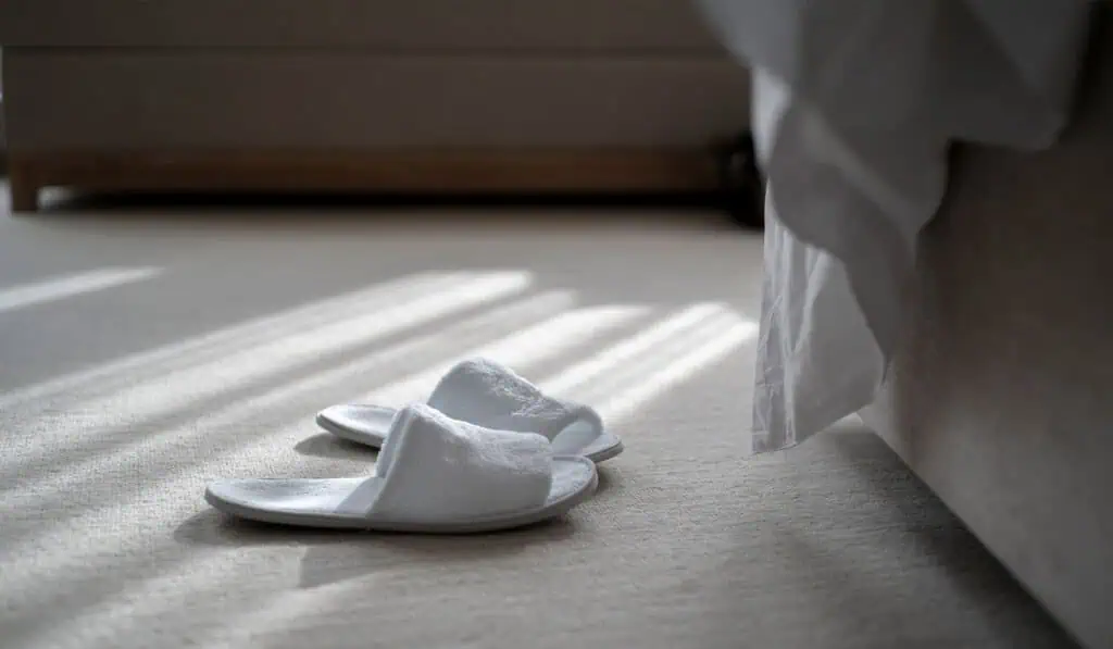 Slippers on a bedroom carpet