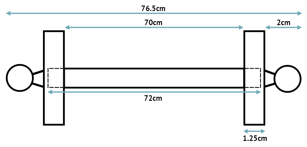 Jubilee Stair Rod key measurements - for carpet runners up to 70cm wide