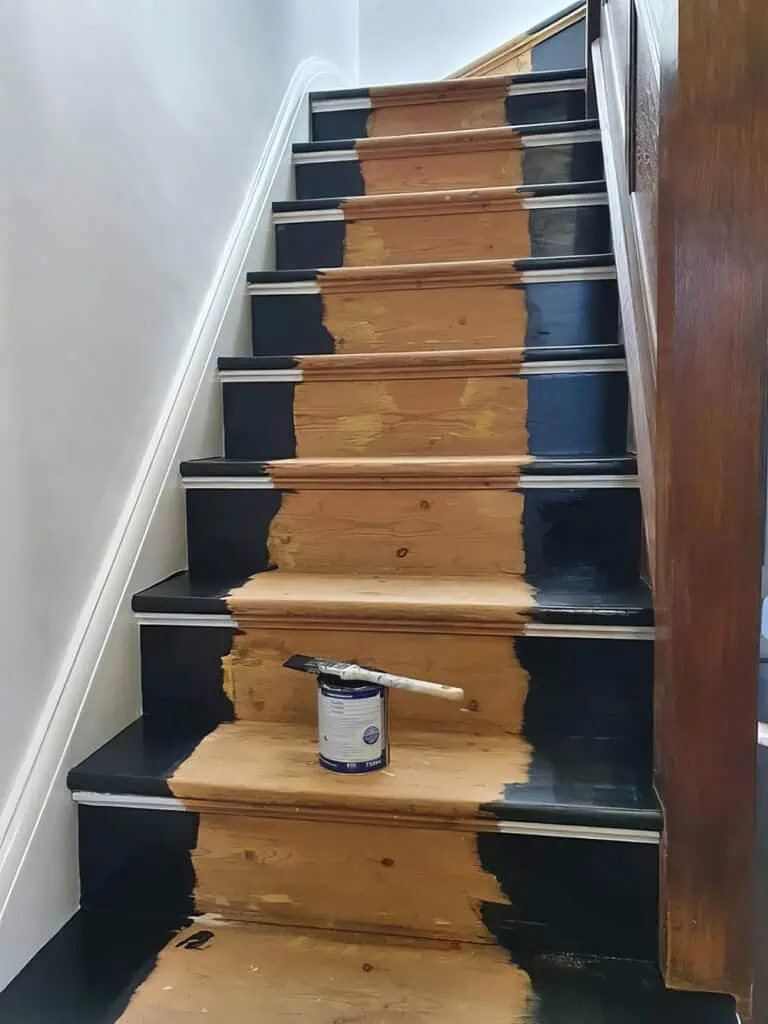 Painted staircase ready for a carpet runner