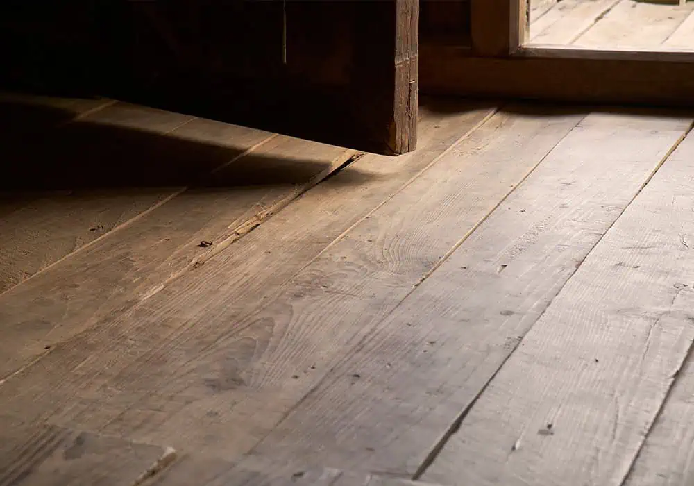 Old, uneven floorboards 