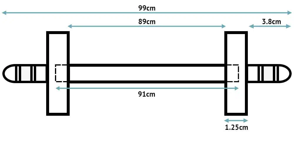 Jubilee Stair Rod key measurements - for carpet runners up to 89cm wide