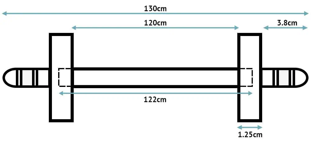 Jubilee Stair Rod key measurements - for carpet runners up to 120cm wide